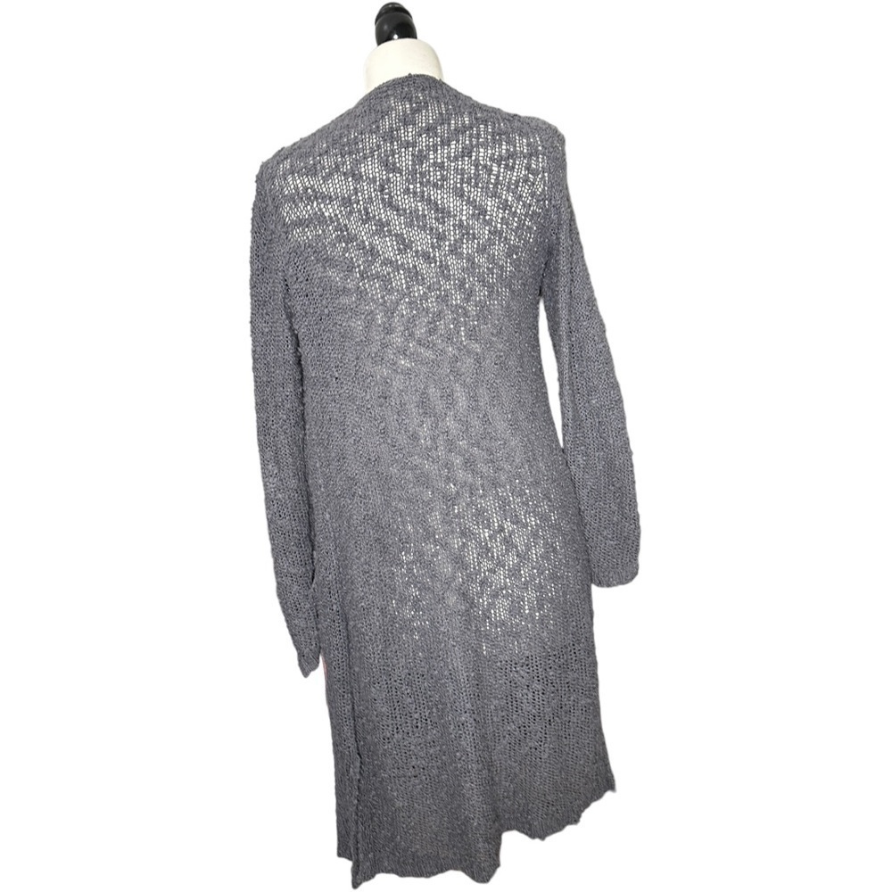 Anthro Knitted & Knotted Charcoal Pocket Cotton Blend Open Front Cardigan XS - Picture 2 of 10